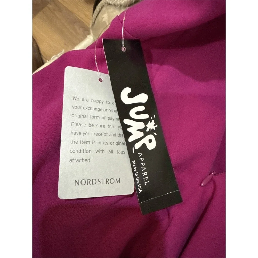 NWT $79 Jump Apparel Magenta V Neck Ruffle sleeveless Cocktail  Dress size M